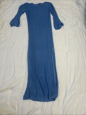Boohoo Sky Blue Open Knit Sweater